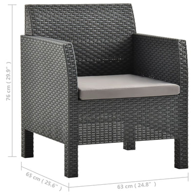 3 Piece Garden Lounge Set with Cushions PP Rattan Anthracite Payday Deals