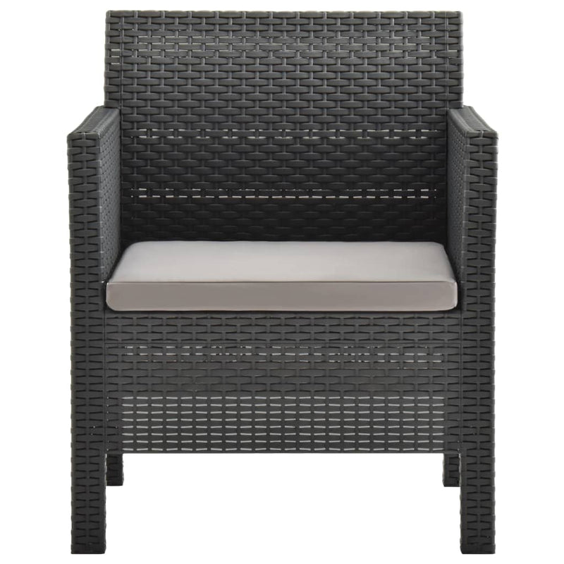 3 Piece Garden Lounge Set with Cushions PP Rattan Anthracite Payday Deals