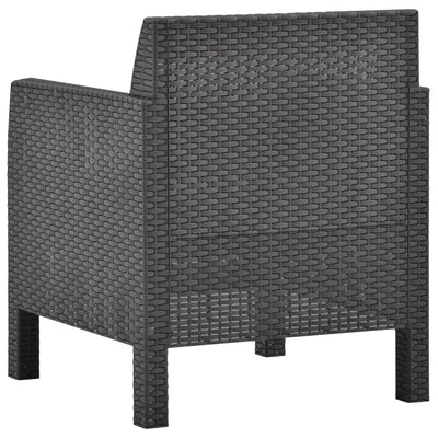 3 Piece Garden Lounge Set with Cushions PP Rattan Anthracite Payday Deals