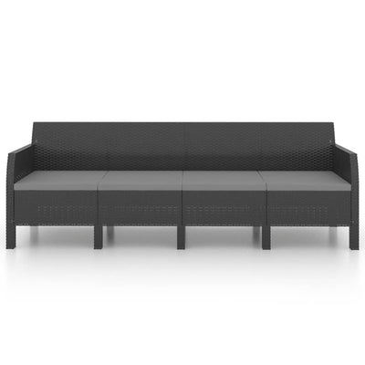 3 Piece Garden Lounge Set with Cushions PP Rattan Anthracite Payday Deals