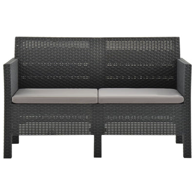 3 Piece Garden Lounge Set with Cushions PP Rattan Anthracite Payday Deals