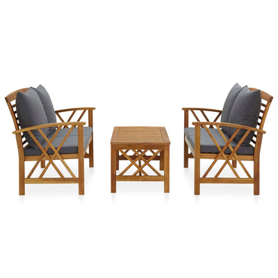3 Piece Garden Lounge Set with Cushions Solid Acacia Wood Payday Deals