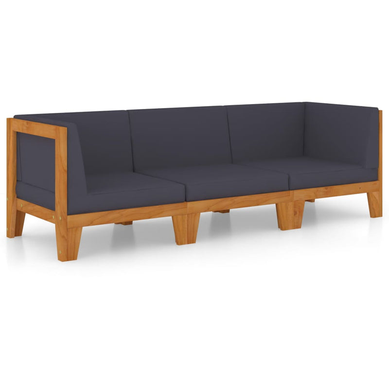 3 Piece Garden Lounge Set with Cushions Solid Acacia Wood Payday Deals