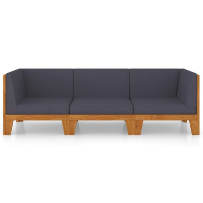 3 Piece Garden Lounge Set with Cushions Solid Acacia Wood Payday Deals