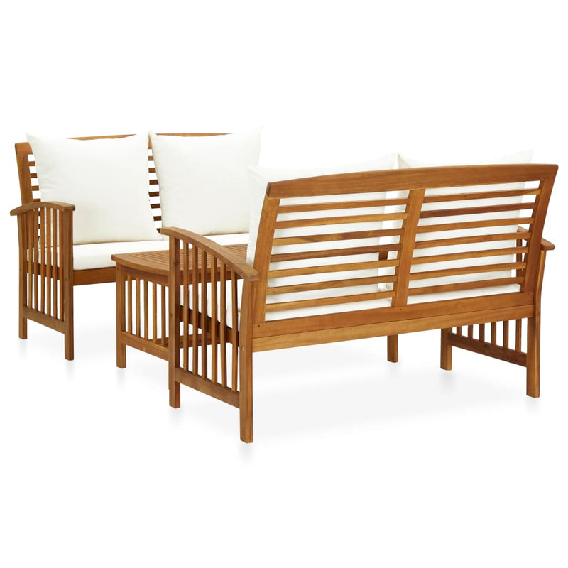 3 Piece Garden Lounge Set with Cushions Solid Acacia Wood Payday Deals
