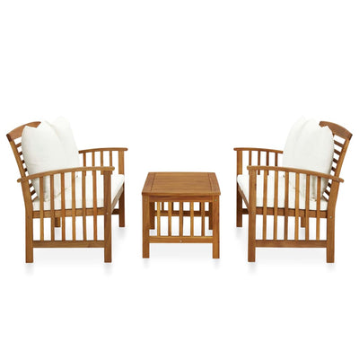 3 Piece Garden Lounge Set with Cushions Solid Acacia Wood Payday Deals