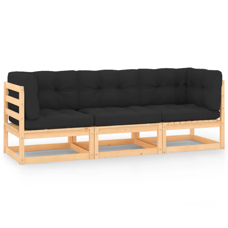3 Piece Garden Lounge Set with Cushions Solid Pinewood Payday Deals