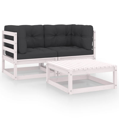 3 Piece Garden Lounge Set with Cushions Solid Pinewood Payday Deals