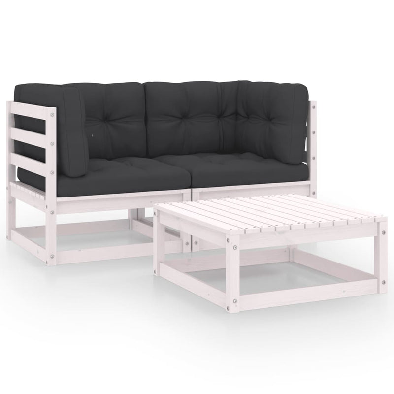 3 Piece Garden Lounge Set with Cushions Solid Pinewood Payday Deals