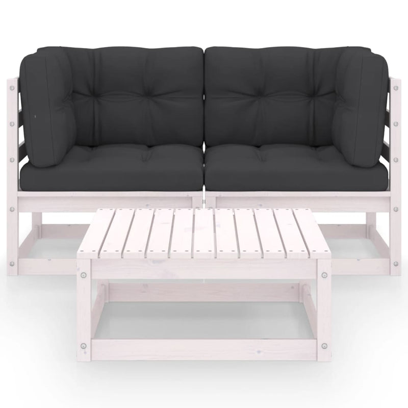 3 Piece Garden Lounge Set with Cushions Solid Pinewood Payday Deals
