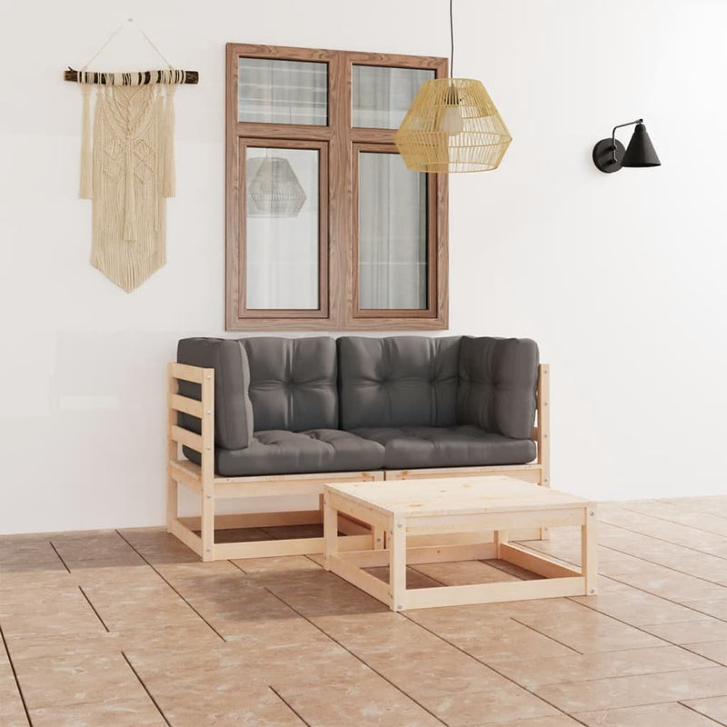 3 Piece Garden Lounge Set with Cushions Solid Pinewood Payday Deals
