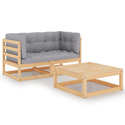 3 Piece Garden Lounge Set with Cushions Solid Pinewood Payday Deals