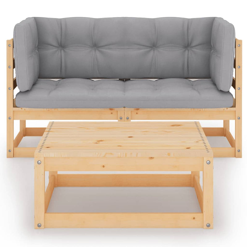 3 Piece Garden Lounge Set with Cushions Solid Pinewood Payday Deals