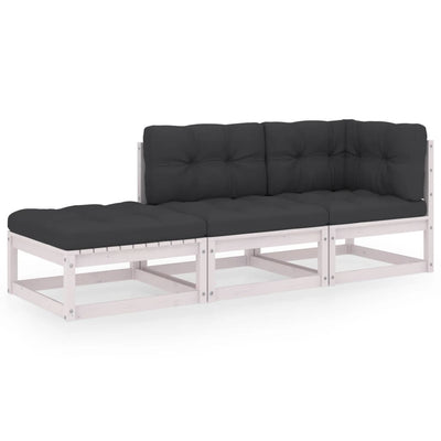 3 Piece Garden Lounge Set with Cushions Solid Pinewood Payday Deals
