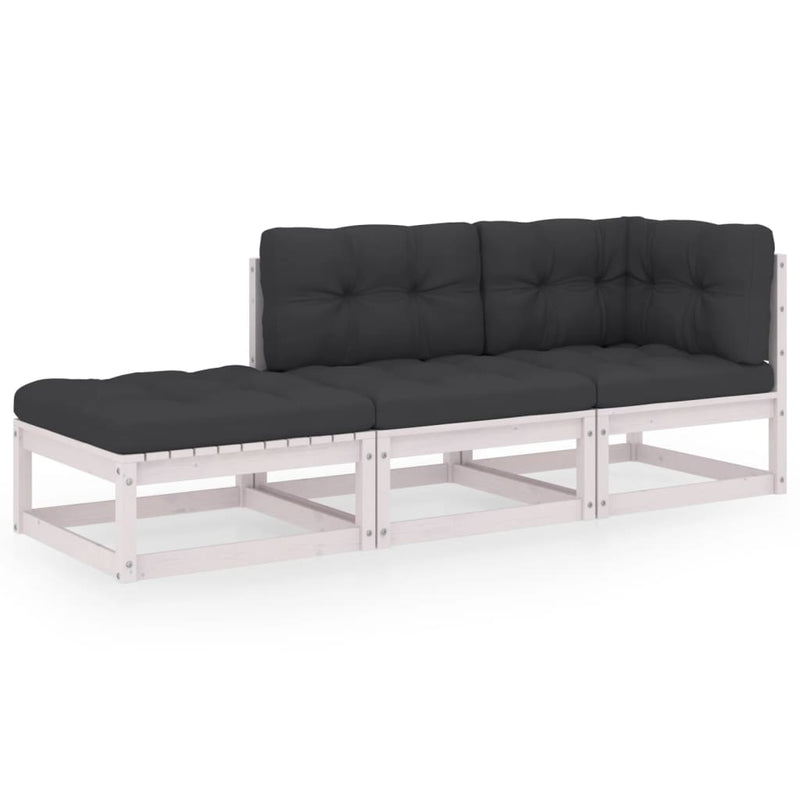 3 Piece Garden Lounge Set with Cushions Solid Pinewood Payday Deals