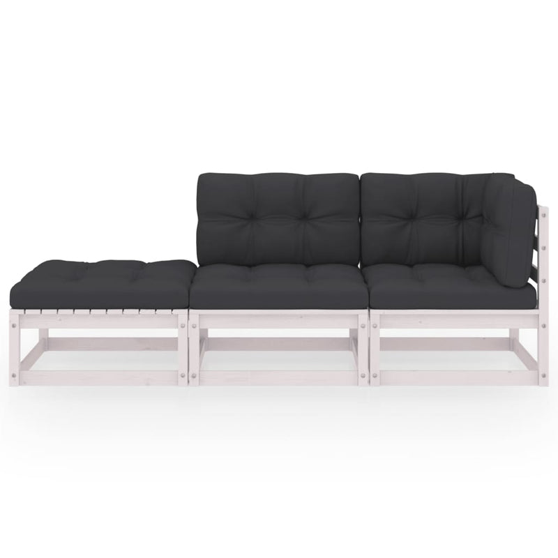 3 Piece Garden Lounge Set with Cushions Solid Pinewood Payday Deals