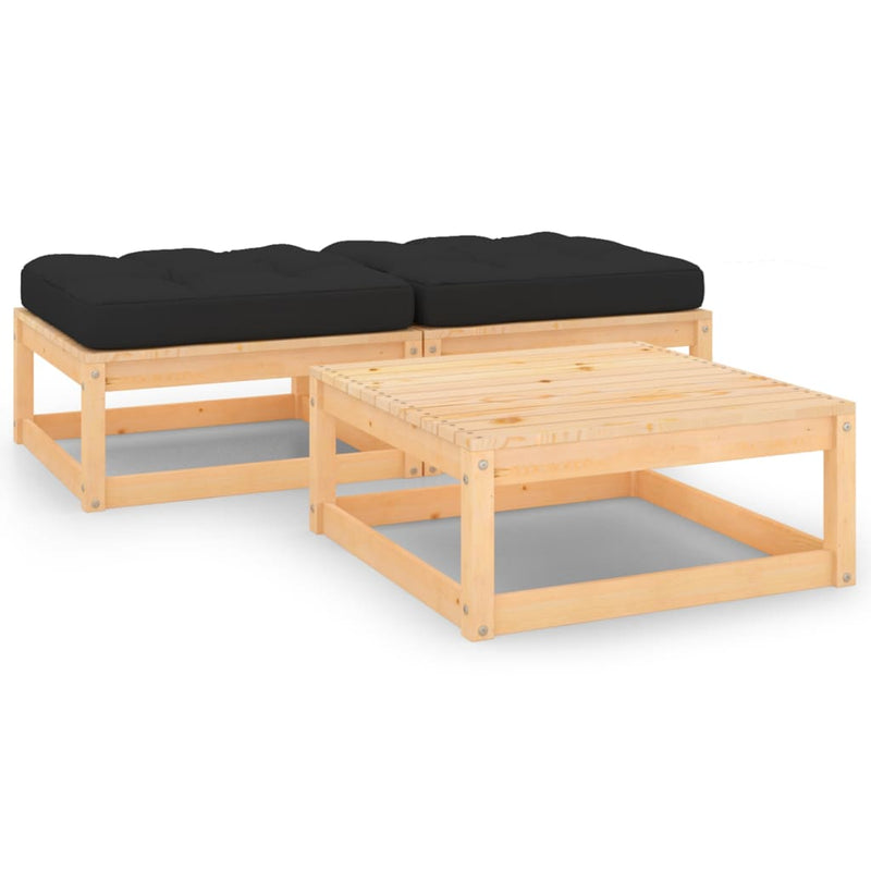3 Piece Garden Lounge Set with Cushions Solid Pinewood Payday Deals