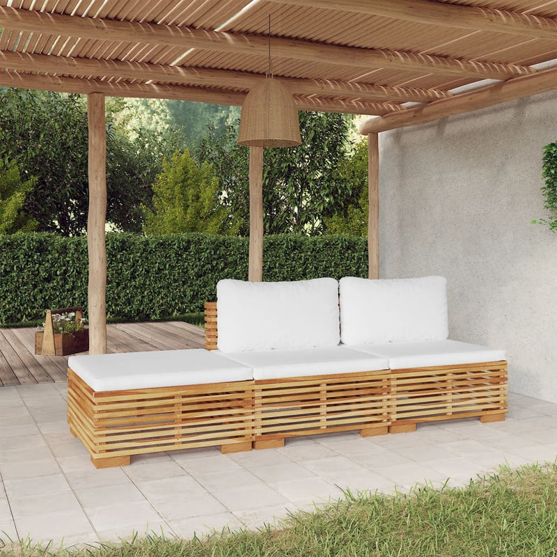 3 Piece Garden Lounge Set with Cushions Solid Teak Wood Payday Deals