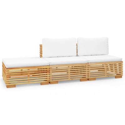 3 Piece Garden Lounge Set with Cushions Solid Teak Wood Payday Deals