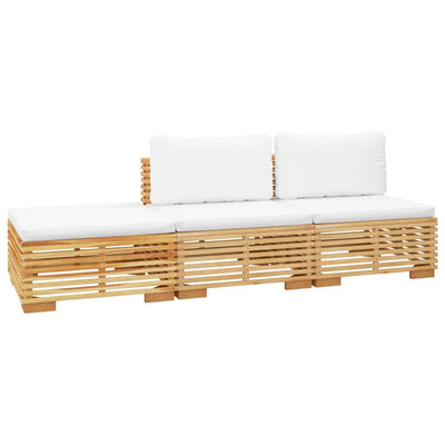 3 Piece Garden Lounge Set with Cushions Solid Teak Wood Payday Deals