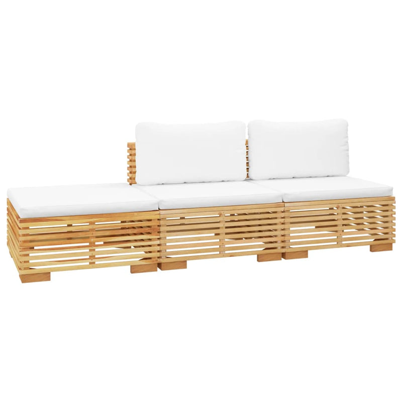 3 Piece Garden Lounge Set with Cushions Solid Teak Wood Payday Deals