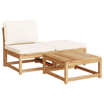 3 Piece Garden Lounge Set with Cushions Solid Wood Acacia Payday Deals