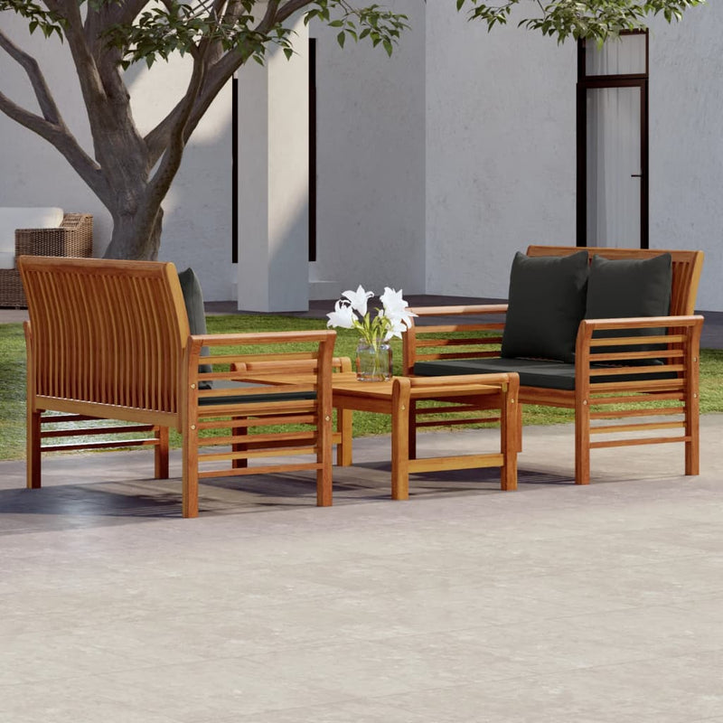 3 Piece Garden Lounge Set with Cushions Solid Wood Acacia Payday Deals