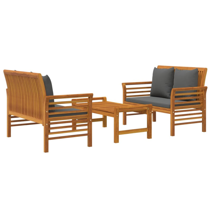 3 Piece Garden Lounge Set with Cushions Solid Wood Acacia Payday Deals