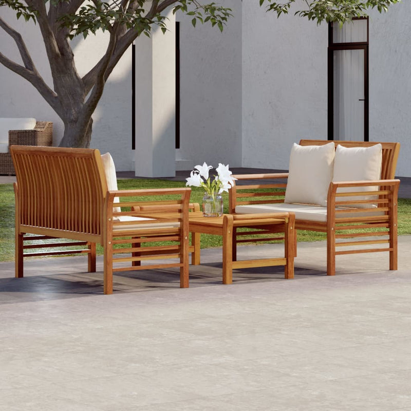 3 Piece Garden Lounge Set with Cushions Solid Wood Acacia Payday Deals