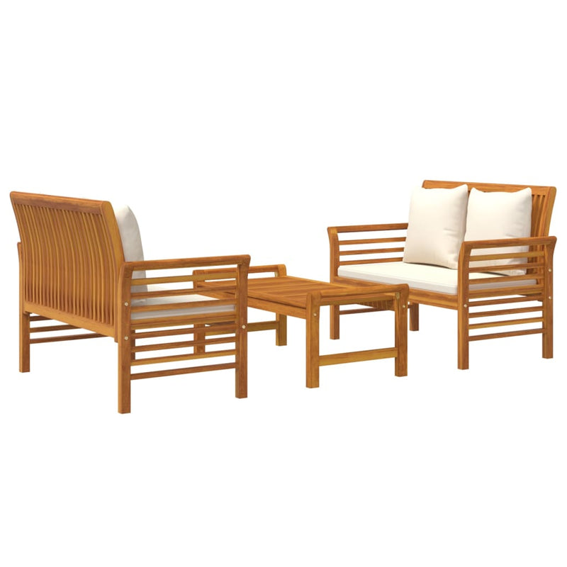 3 Piece Garden Lounge Set with Cushions Solid Wood Acacia Payday Deals