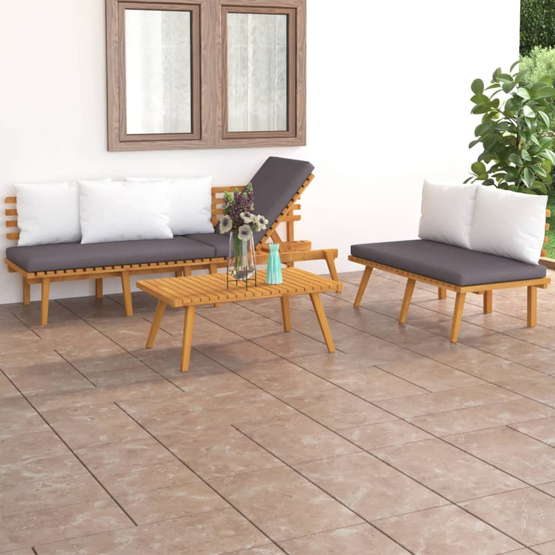 3 Piece Garden Lounge Set with Cushions Solid Wood Acacia Payday Deals
