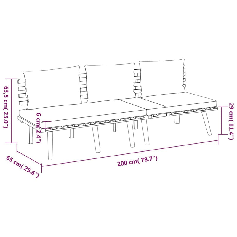 3 Piece Garden Lounge Set with Cushions Solid Wood Acacia Payday Deals