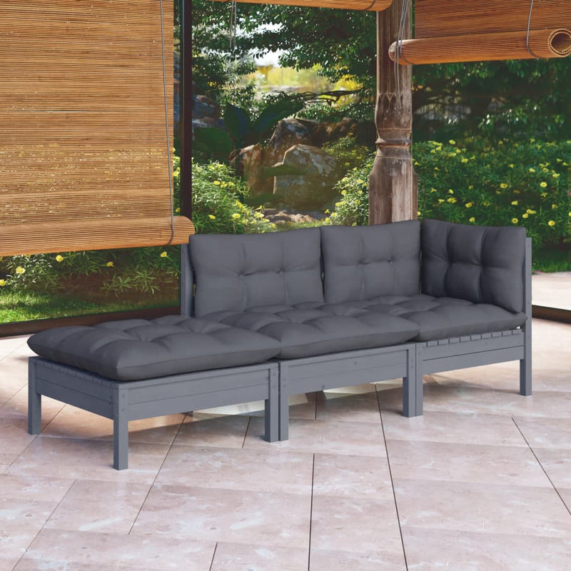 3 Piece Garden Lounge Set with Cushions Solid Wood Pine Payday Deals