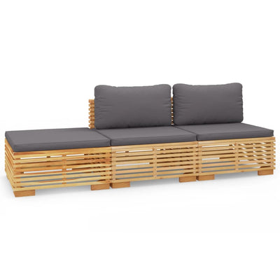 3 Piece Garden Lounge Set with Cushions Solid Wood Teak Payday Deals