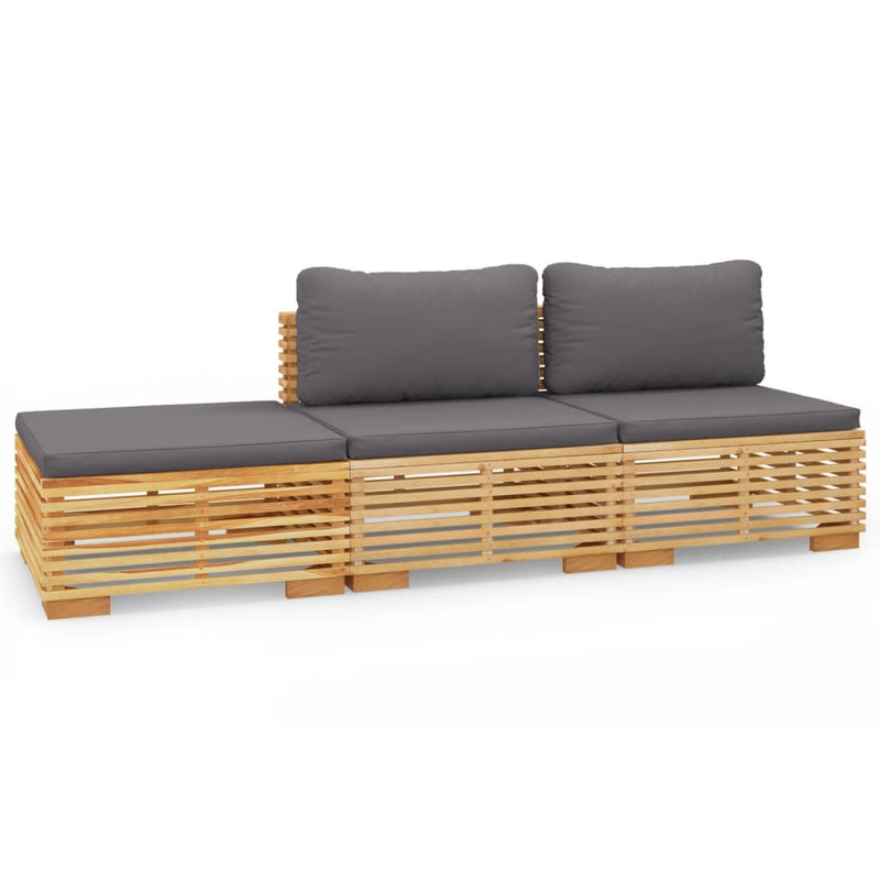 3 Piece Garden Lounge Set with Cushions Solid Wood Teak Payday Deals