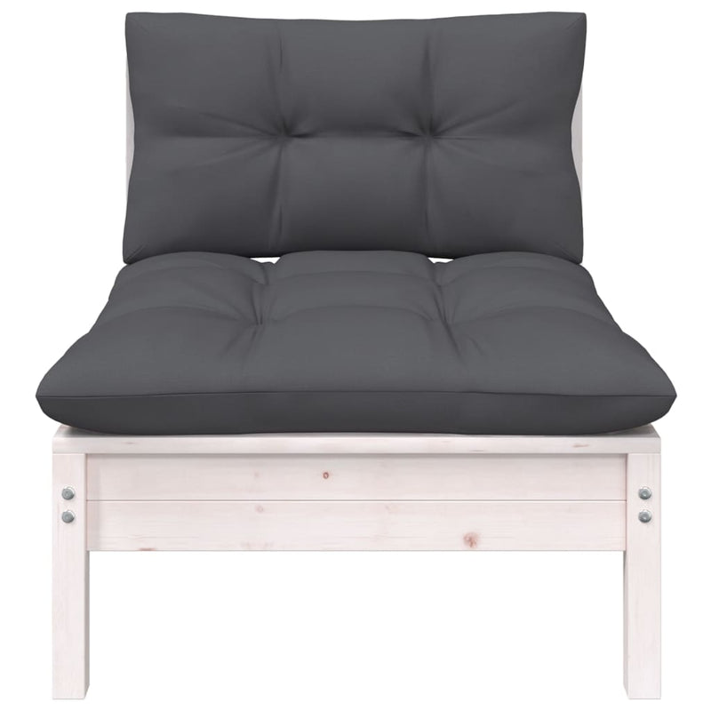 3 Piece Garden Lounge Set with Cushions White Solid Pinewood Payday Deals