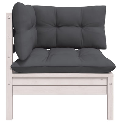 3 Piece Garden Lounge Set with Cushions White Solid Pinewood Payday Deals