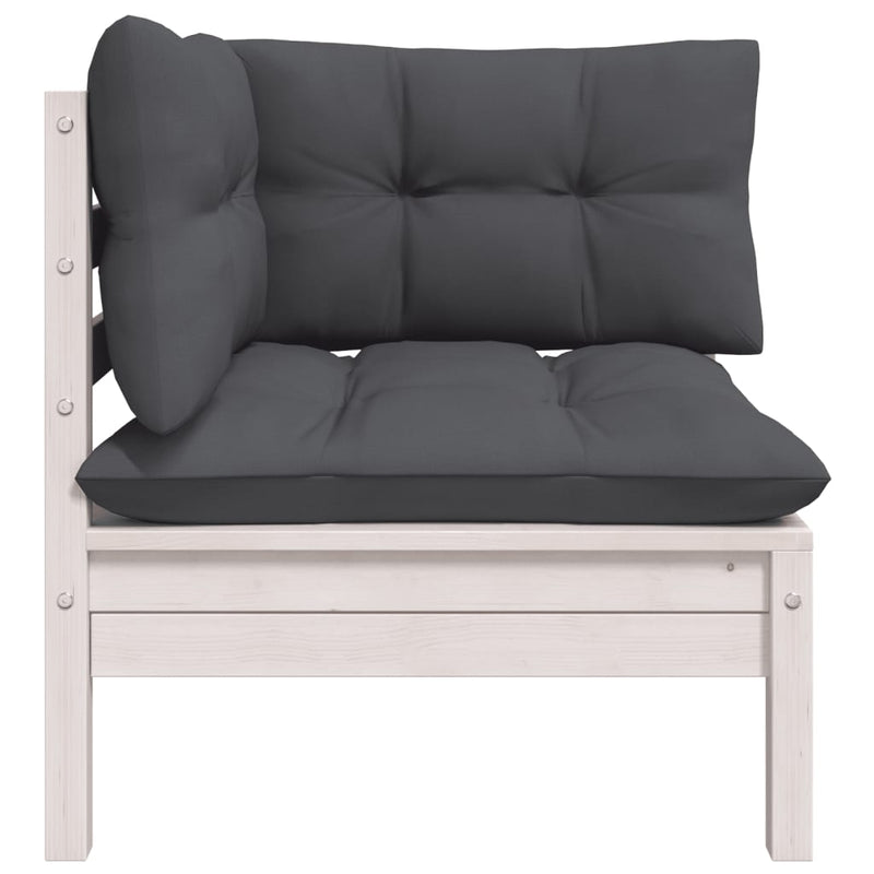 3 Piece Garden Lounge Set with Cushions White Solid Pinewood Payday Deals