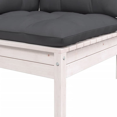 3 Piece Garden Lounge Set with Cushions White Solid Pinewood Payday Deals
