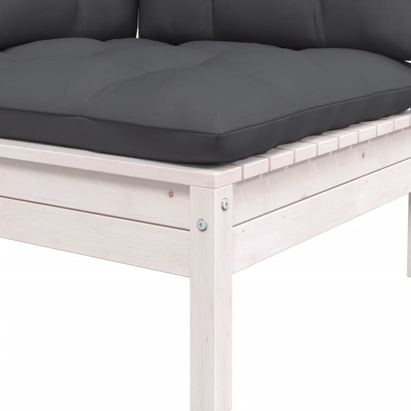 3 Piece Garden Lounge Set with Cushions White Solid Pinewood Payday Deals