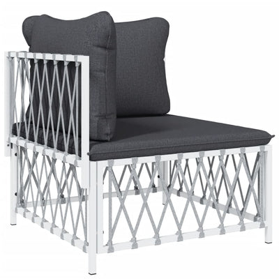 3 Piece Garden Lounge Set with Cushions White Steel Payday Deals