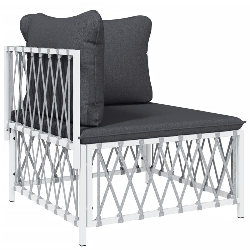 3 Piece Garden Lounge Set with Cushions White Steel Payday Deals