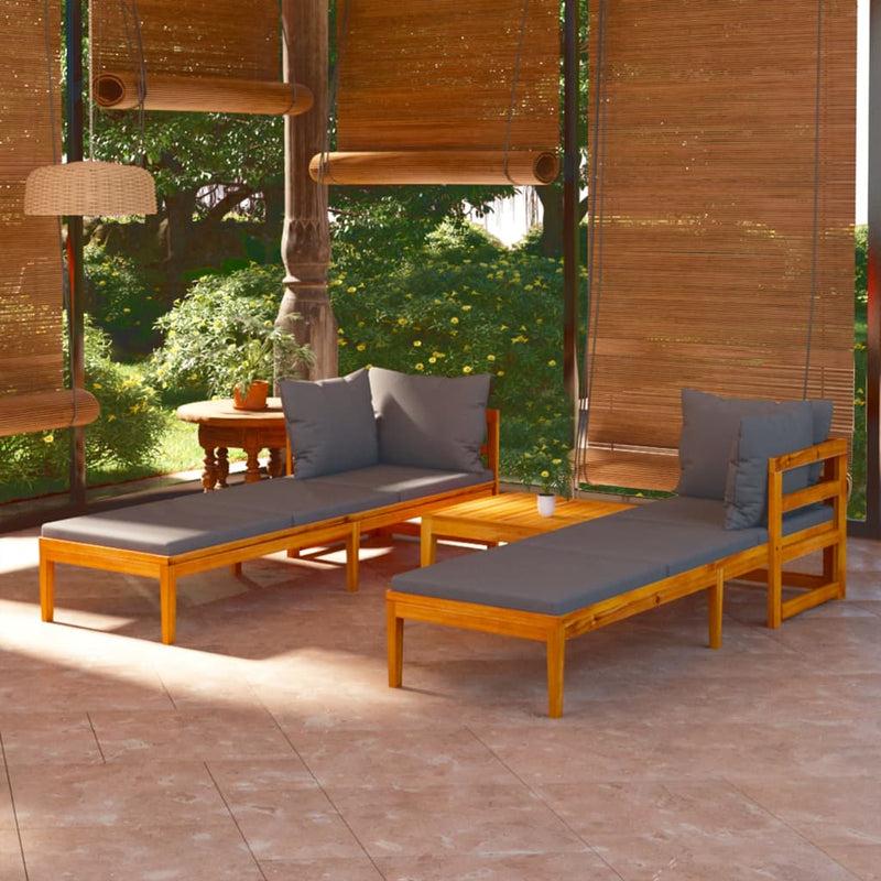 3 Piece Garden Lounge Set with Dark Grey Cushions Acacia Wood Payday Deals