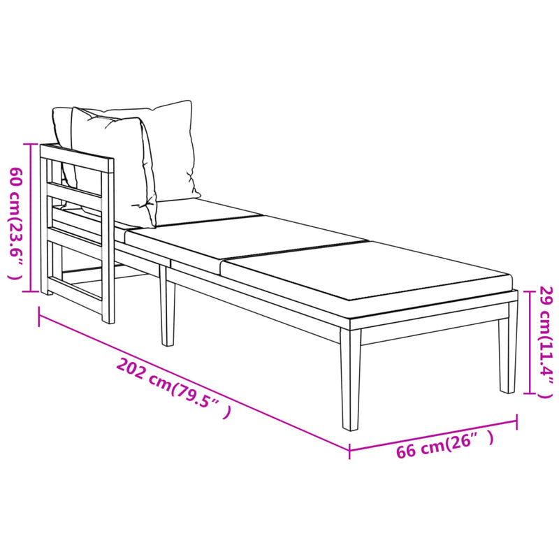 3 Piece Garden Lounge Set with Dark Grey Cushions Acacia Wood Payday Deals