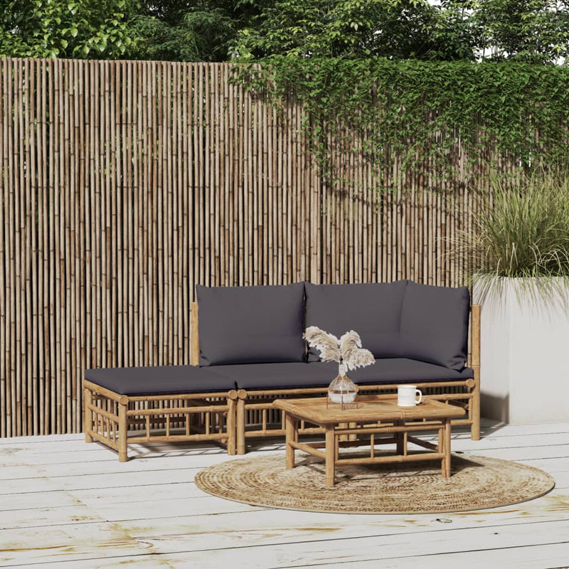 3 Piece Garden Lounge Set with Dark Grey Cushions  Bamboo Payday Deals