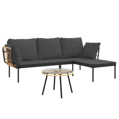 3 Piece Garden Lounge Set with Dark Grey Cushions Poly Rattan Payday Deals