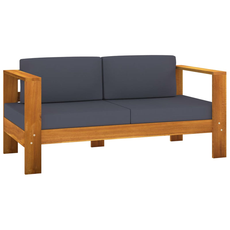 3 Piece Garden Lounge Set with Dark Grey Cushions Solid Wood Payday Deals