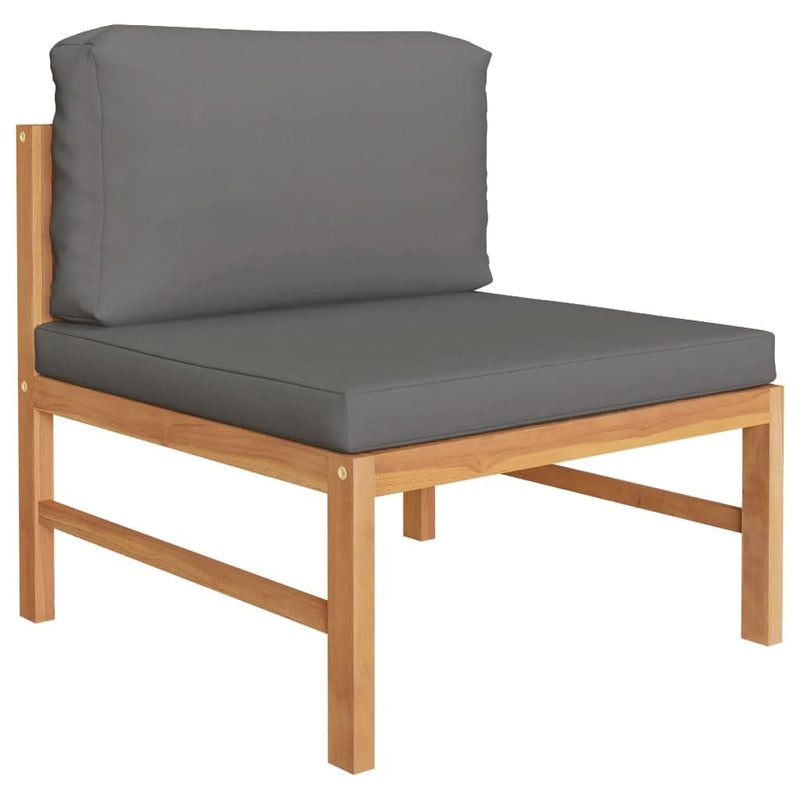 3 Piece Garden Lounge Set with Dark Grey Cushions Teak Wood Payday Deals