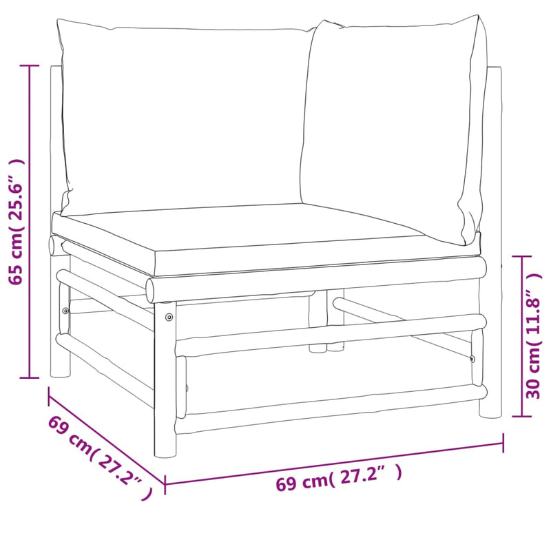 3 Piece Garden Lounge Set with Light Grey Cushions Bamboo Payday Deals