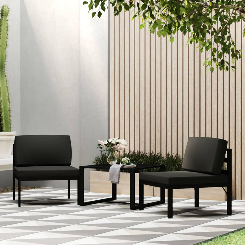 3 Piece Garden Sofa Set with Cushions Aluminium Anthracite Payday Deals